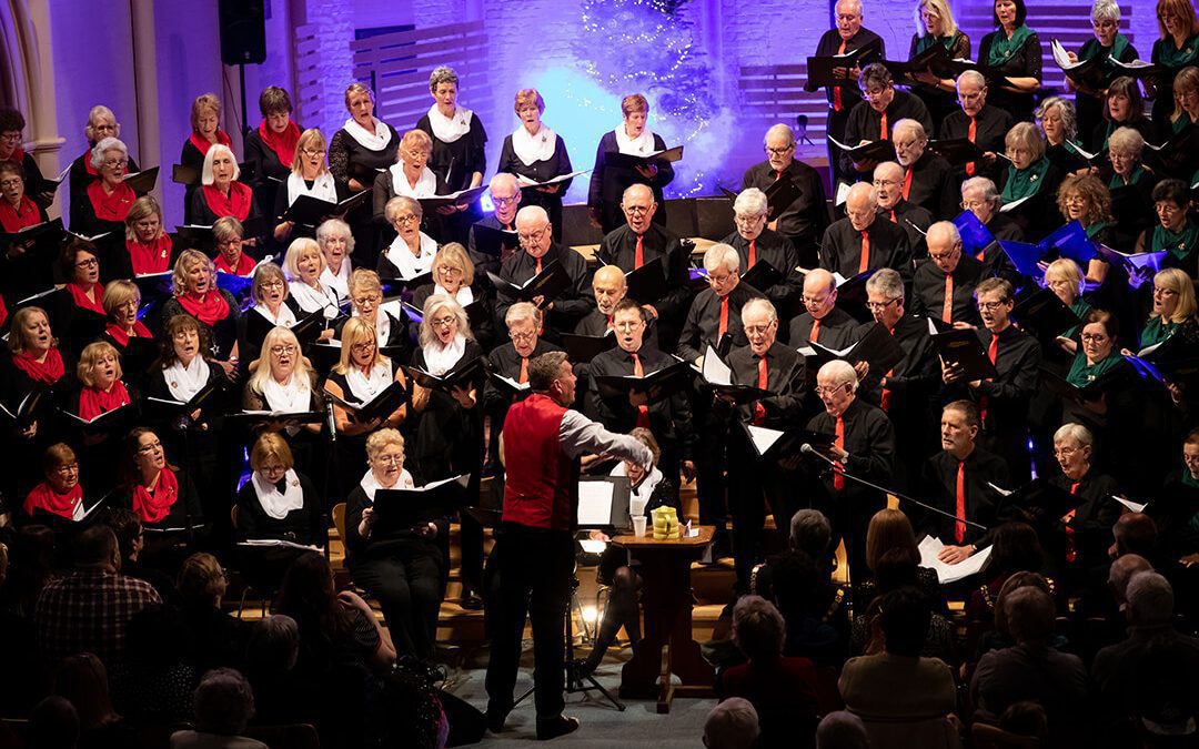 A view down at the Elmbridge mixed choir during their Christmas concert in Woking.